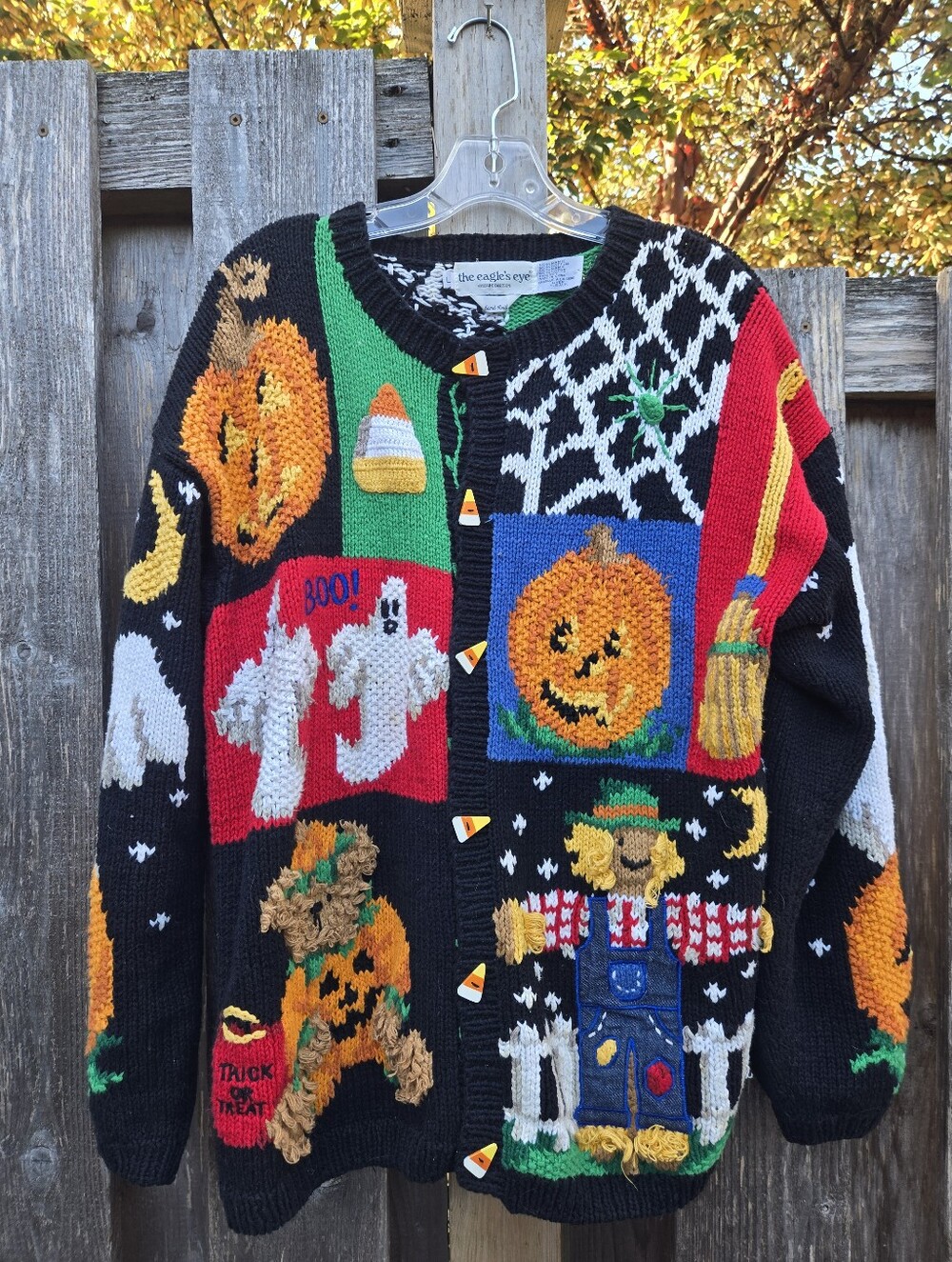 Vintage 90's handknit HALLOWEEN cardigan - Large